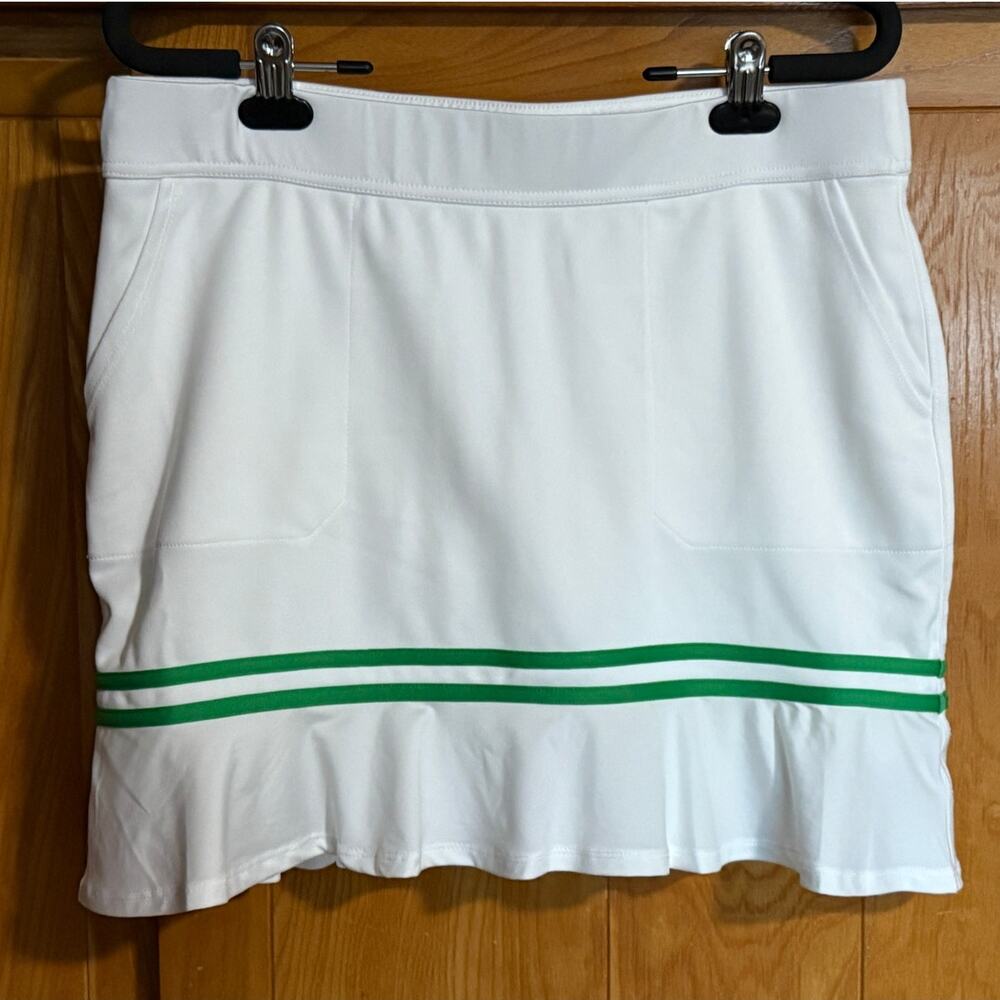 Belyn Key White & Green Pleated Tennis/Pickleball Skort M